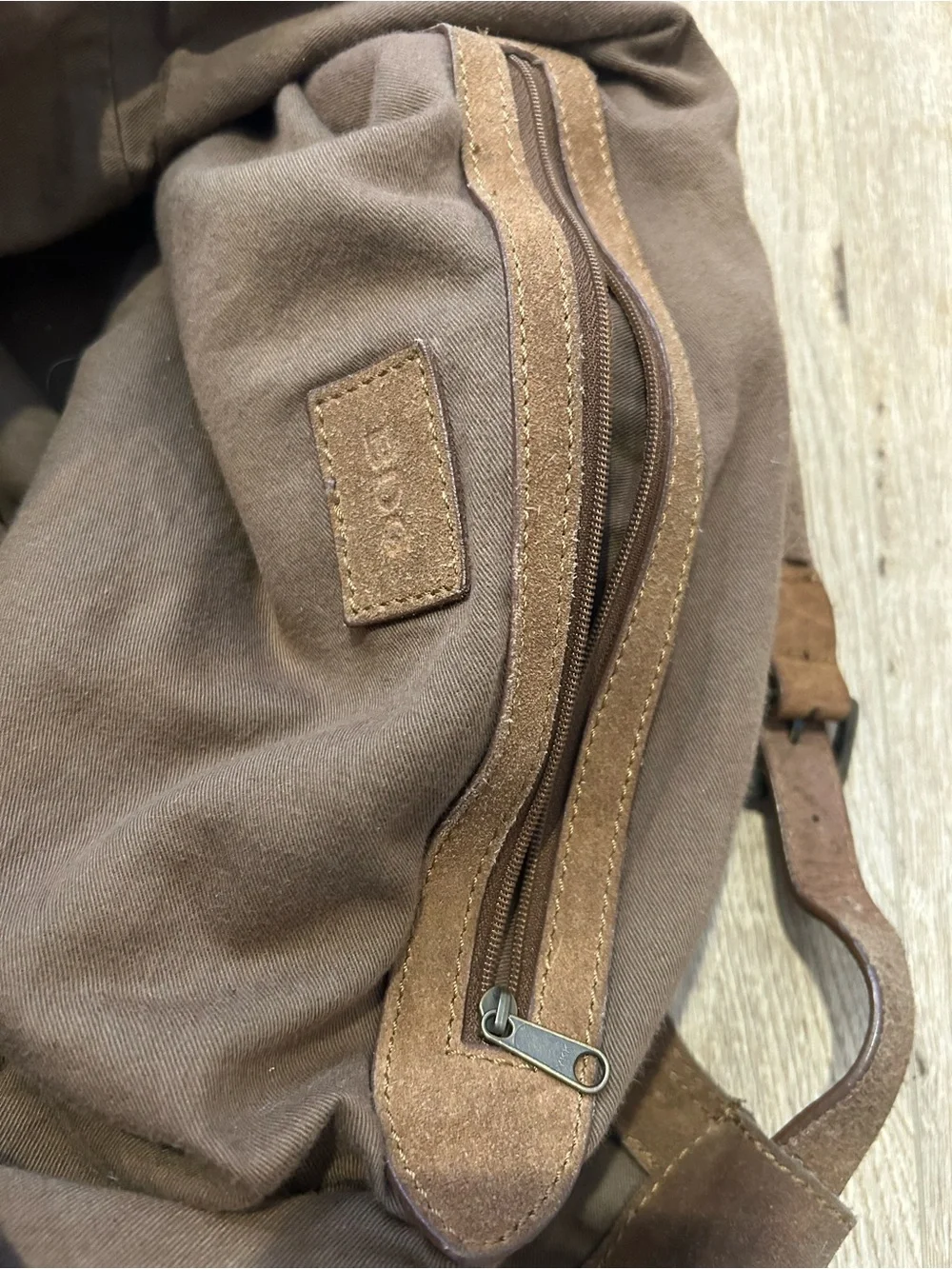 BDG Brown Suede Hobo Bag with Tassel Zips